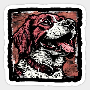 Retro Art Brittany Spaniel Dog Lover Sticker